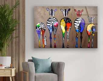 Tempered Glass Wall Art-Valentines Gift-Wall Decor--Glass Printing-Large Wall Art-Wall Hangings-Abstract Wall Art- Wall Art - Zebra
