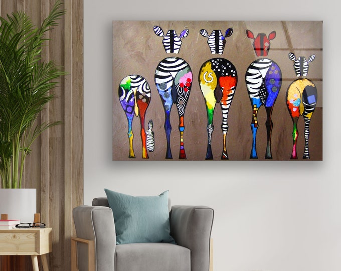 Tempered Glass Wall Art-Valentines Gift-Wall Decor--Glass Printing-Large Wall Art-Wall Hangings-Abstract Wall Art- Wall Art - Zebra