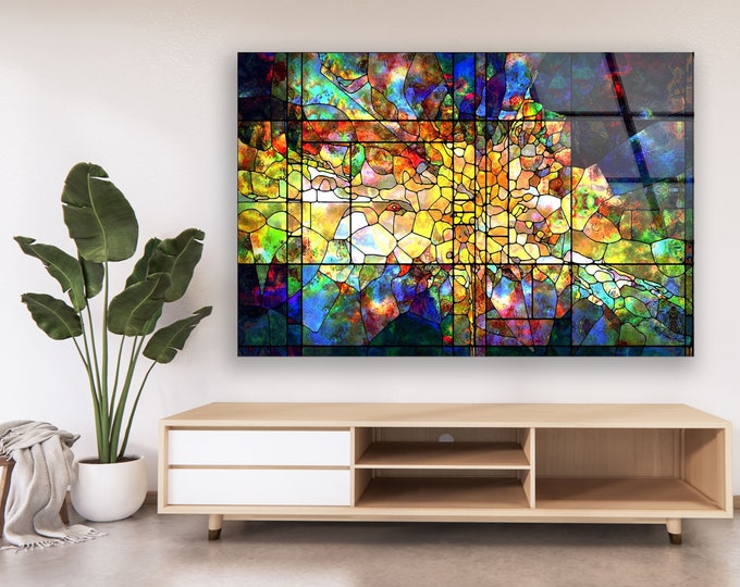 Tempered Glass Wall Art-Wall Decor--Glass Printing-Large Wall Art-Wall Hangings-Abstract-Fractal-Framed Wall Art