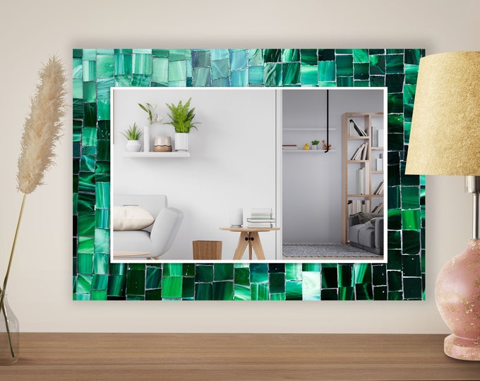 Large Wall Mirror for Bathroom-Asymmetrical Mirror Wall Decor for Bedroom-Bathroom Mirror for Vanities-Tempered Glass Frameless Mirror Gift