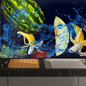 Fruits Backsplash Tile-Solid Tempered Glass Wall Protection-Kitchen Backsplash-Fruits Splashback Kitchen Decoration-Bathroom Backsplash