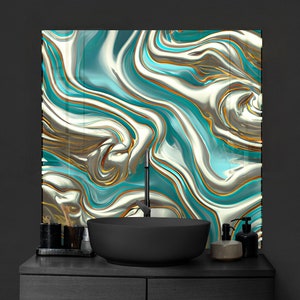 Tempered Glass Backsplash Tile: Abstract Stained Wall Art
