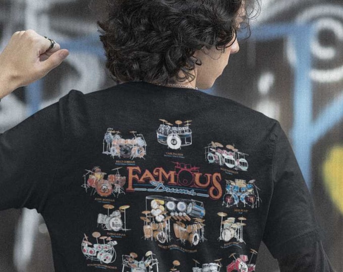 Famous Drums T-Shirt | Iconic Drum Set Music History Tee