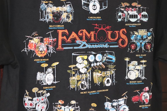 Famous Drums T-shirt | Iconic Drum Set Music History Tee - Etsy