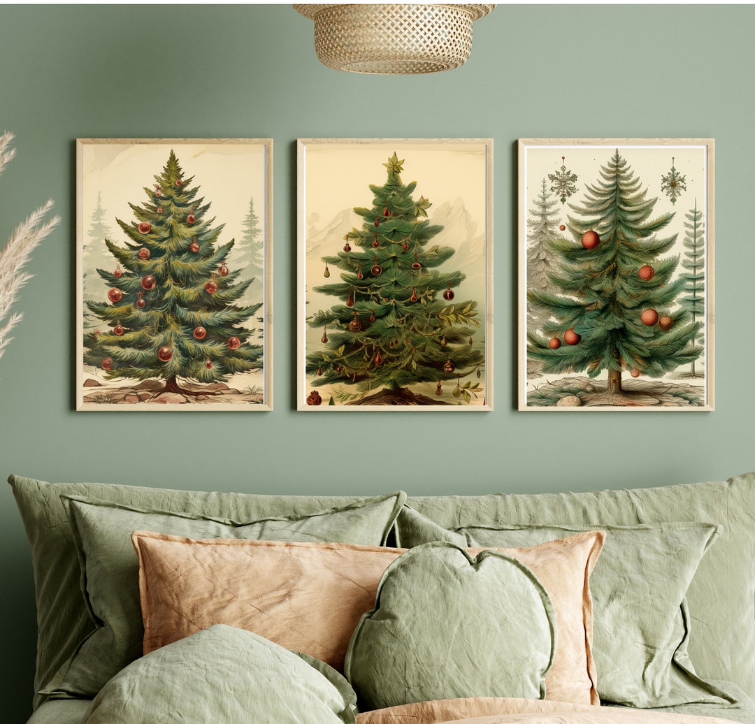 3 Sets VINTAGE CHRISTMAS TREE Bundle Printable Art Vintage - Etsy