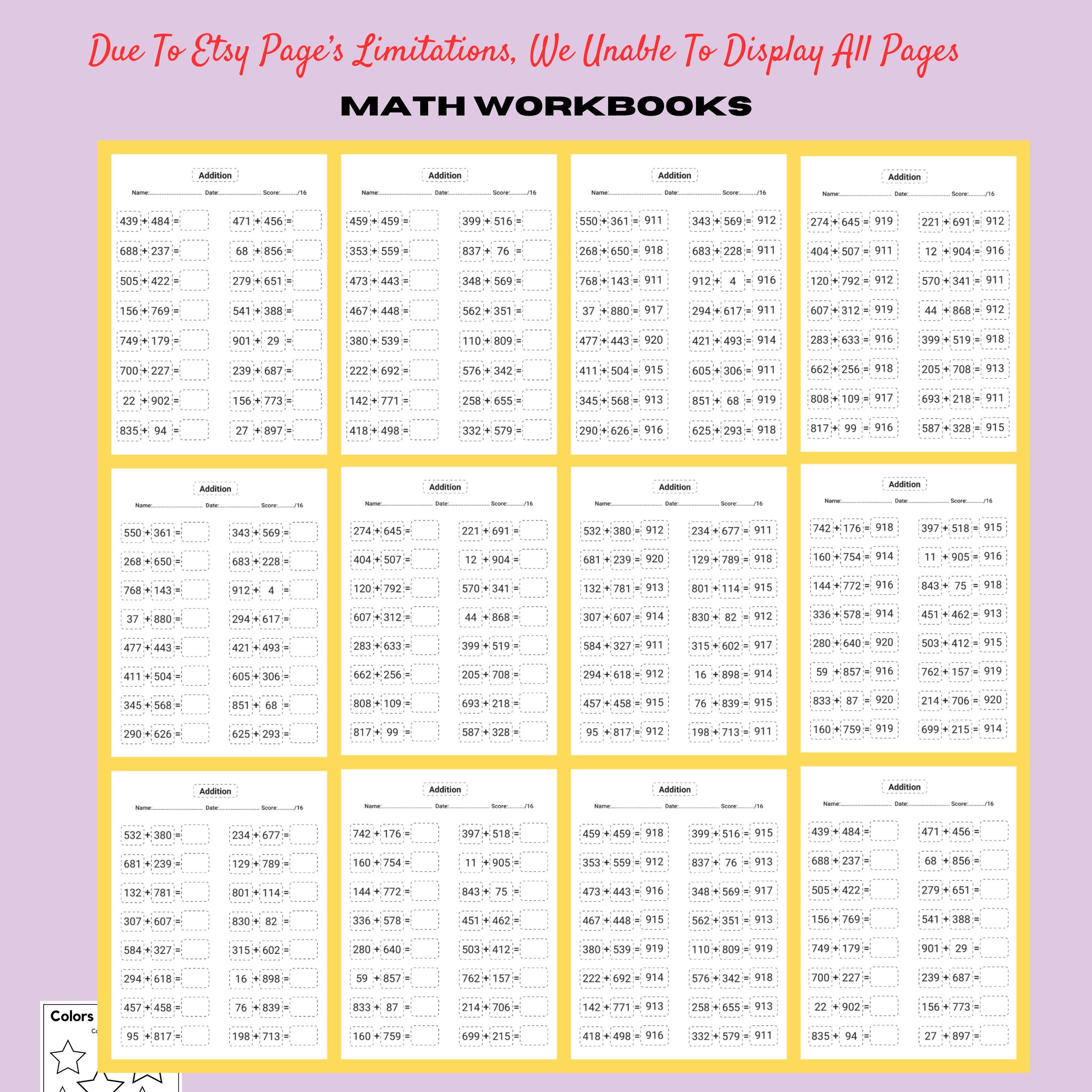 Preschool Kindergarten Kids Learning, Math Workbooks, Numbers ...