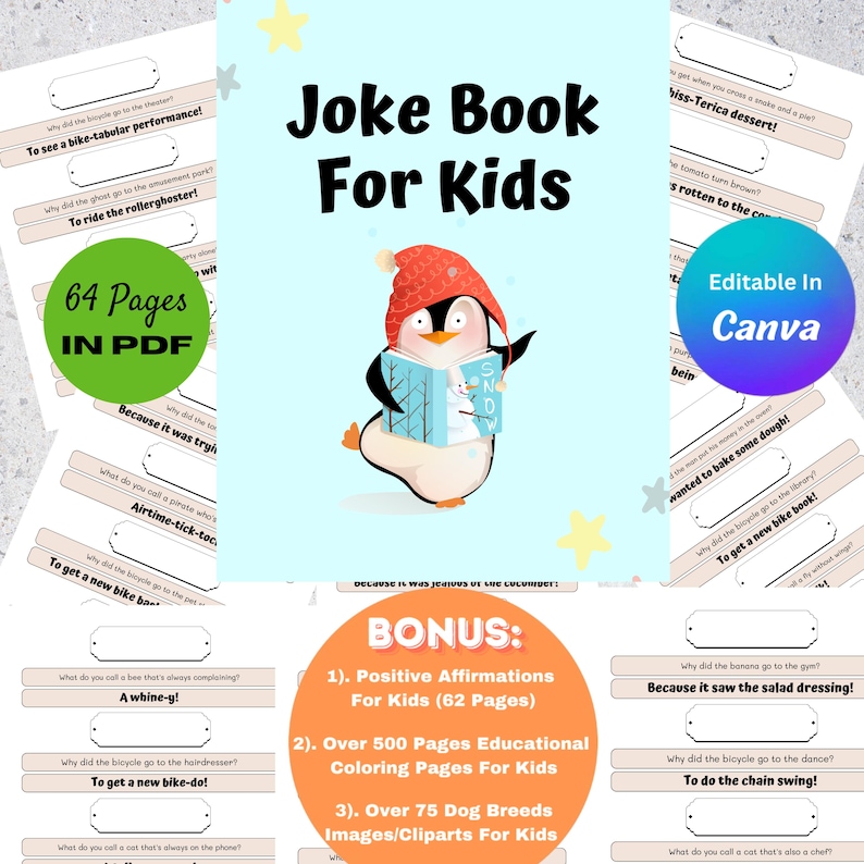 Joke Book Sheet for Kids, Kids Humor Book, 64 Pages, Bonus Positive Affirmation, Tiny Houses ...