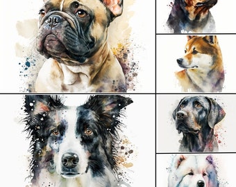 Dogs Clipart Mega Bundle, Watercolor, 100 High Quality Images, PNG, Commercial Use, Digital Download