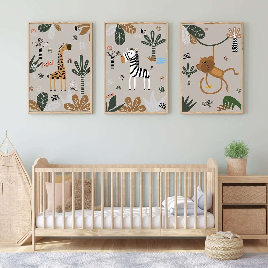Boho Nursery Wall Art, Safari Nursery Wall Prints, Ensemble de 3 ...
