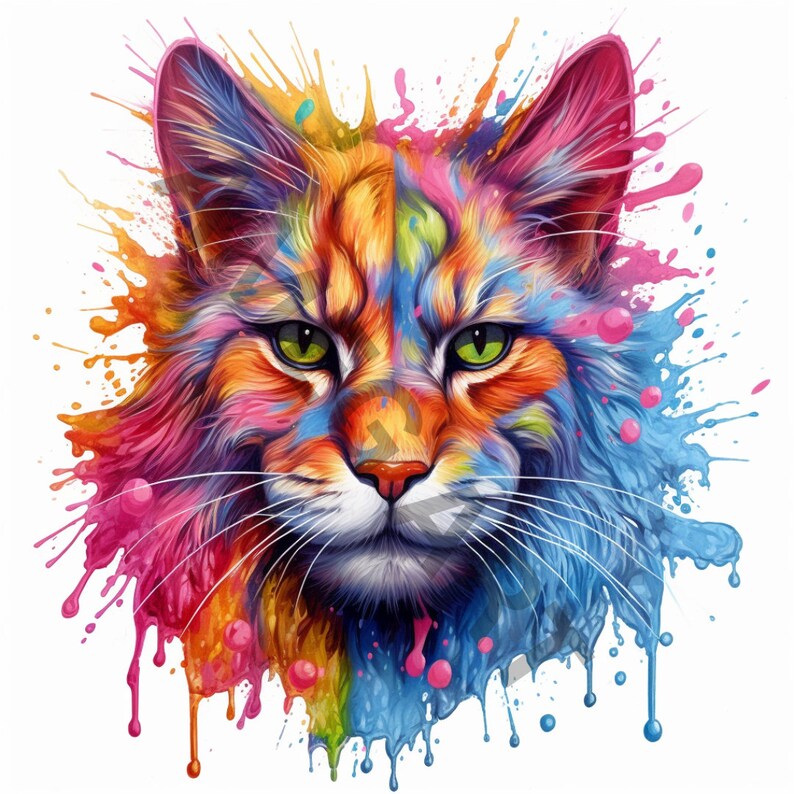 Cats Clipart Bundle Splash Art 31 High Quality Images PNG Etsy