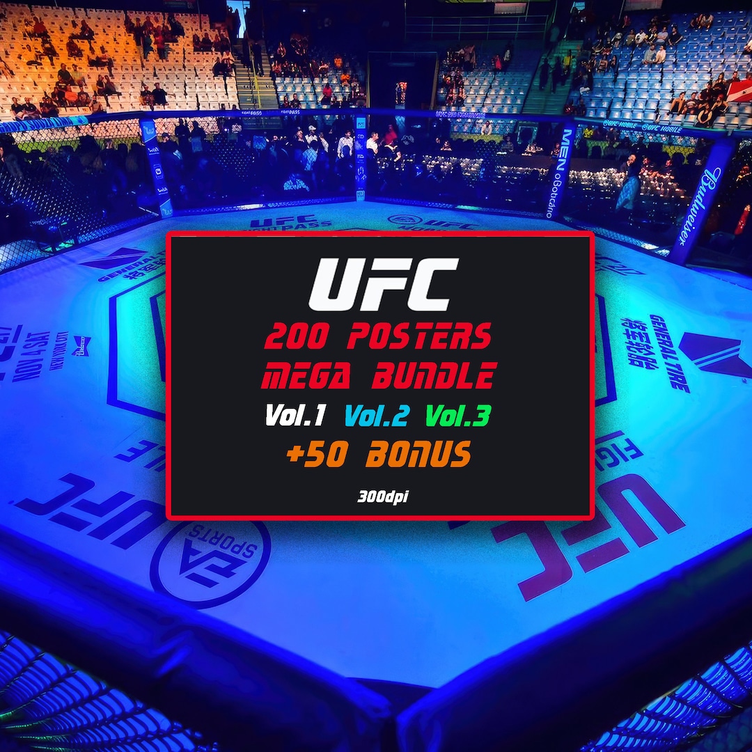 UFC Poster Set of 200, UFC Wall Art, MMA Wall Decor, Boxing Prints
