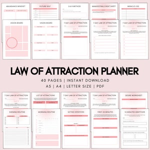Law of Attraction Planner Printable | Law of Attraction Journal | Manifestation Planner | Manifestation Journal | Spiritual Planner |  A4