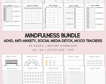 ADHD Planner Bundle | Anxiety & Mood Trackers (PDF A5 A4)