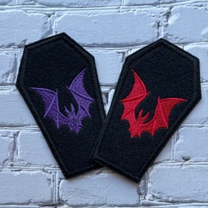 Batty Coffin Patch, Goth Patch, Vampire Patch