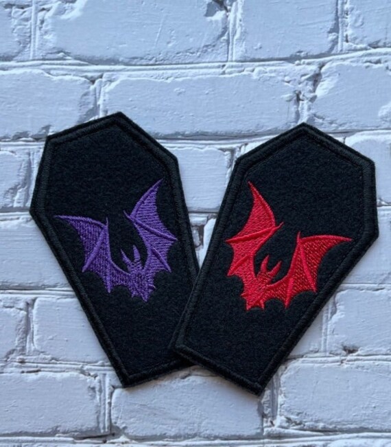 Batty Coffin Patch, Goth Patch, Vampire Patch