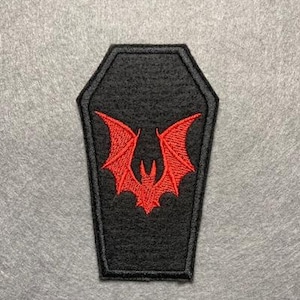 Embroidered Patch - Iron-On/Sew-On Aesthetic Patch for Jackets, Bags, Hats Coffin Red