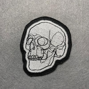 Embroidered Patch - Iron-On/Sew-On Aesthetic Patch for Jackets, Bags, Hats Swirly Skull
