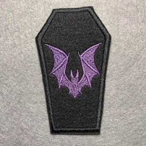 Embroidered Patch - Iron-On/Sew-On Aesthetic Patch for Jackets, Bags, Hats Coffin (Purple)