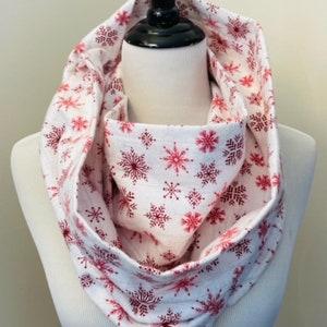 Red Snowflake Flannel Infinity Scarf