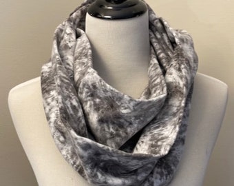 Shades of Gray Tie Dye Flannel Infinity Scarf
