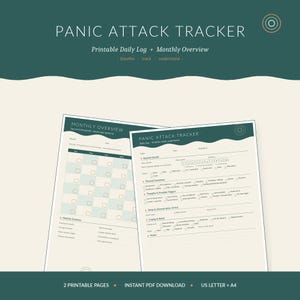 Panic Attack Tracker Printable | Daily Anxiety Log, Monthly Symptom Overview (PDF Download)