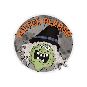 Witch Please Sticker, Cute Retro Witch Halloween, Vinyl Decal, Water Bottle Stickers, Laptop Sticker, Halloween Stickers, Witchy Sticker