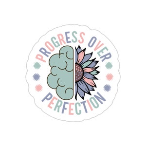 Pegatina Progreso sobre la perfección, pegatina de terapeuta del habla, pegatina de SLP, regalo de graduación de SLP, Cf Slp, patólogo del habla Pegatina