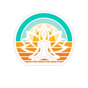 Pegatina Sunset Yoga Beach, Calcomanía de vinilo compacta para computadora portátil, Kindle, Hydroflask, regalo perfecto para los amantes de las puestas de sol y el yoga, pegatinas Yogi