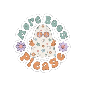 More boos please sticker, Retro ghost sticker, retro stickers,  retro halloween, vinyl stickers, laptop stickers, stickers laptop, ghost