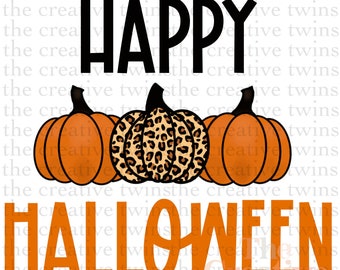 Feliz Halloween leopardo calabaza PNG diseño digital / diseño de sublimación / Halloween / descarga digital