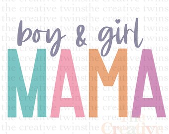 Boy and Girl Mama PNG digital design | sublimation design | Mama | digital download