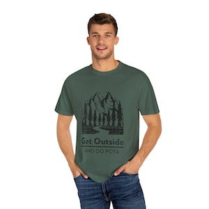 Get Outside and do POTA - Ham Radio Unisex Garment-Dyed T-shirt