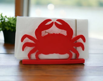 Porte-serviettes en forme de crabe rouge - Cadre côtier pour cuisine et table à manger - Distributeur de serviettes en forme de crabe - Cadeaux pour la maison