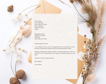 Fast Food | Simple Resignation Letter Template | Instant Download