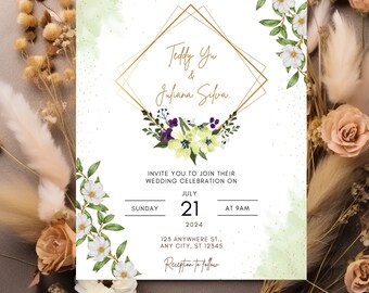 Editable Wedding Invitation Template | Printable Digital Download | Instant Download