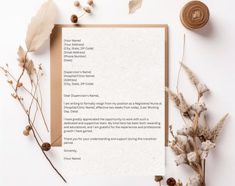Simple Resignation Letter Template | Instant Download