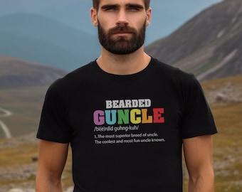 Bearded Guncle Pride T-Shirt: Funny Gay Uncle Tee