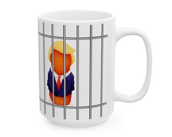 Cheeto Behind Bars Mug: Political Humor Coffee Cup (15oz)