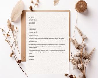 Simple Resignation Letter Template | Instant Download | GenX