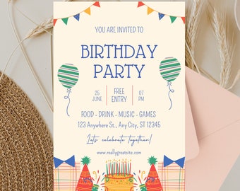 Editable Birthday Invitation Template | Printable Digital Download | Instant Download