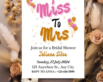 Editable Bridal Shower Invitation Template | Printable Digital Download | Instant Download