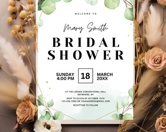 Editable Bridal Shower Invitation Template | Printable Digital Download | Instant Download