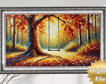 Autumn Swing TV Art: 4K Scenic Digital Download