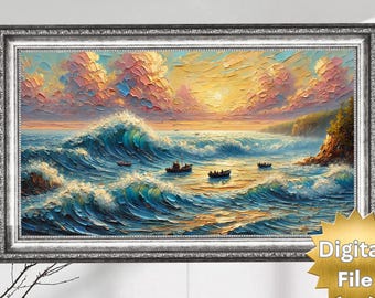 Ocean Wave Painting for Frame TV: 4K Scenic Art (Digital Download)