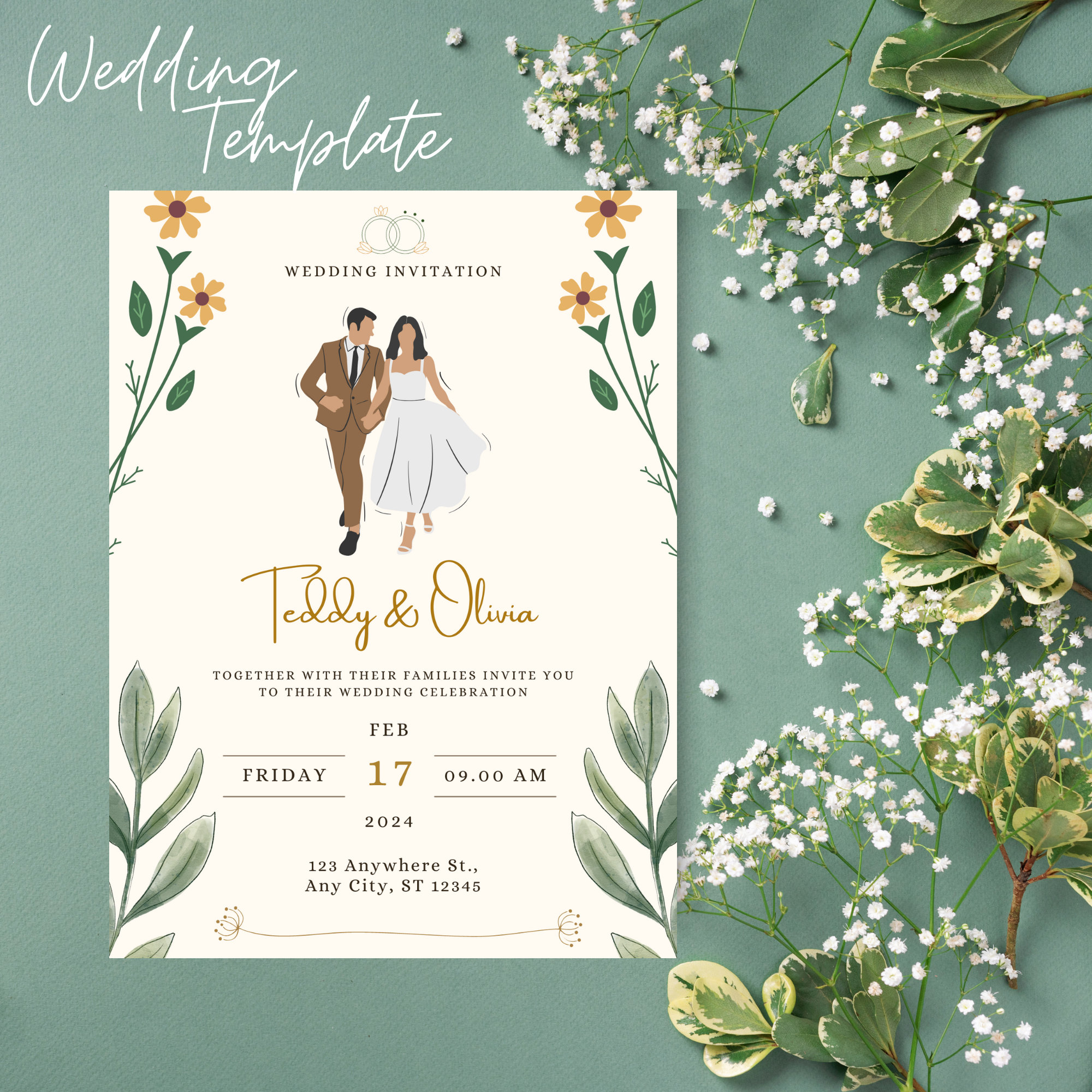 Editable Wedding Invitation Template Printable Digital Download Instant ...