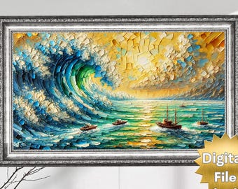 Ocean Wave Painting: 4K Smart TV Art, Samsung Frame TV (Digital Download)
