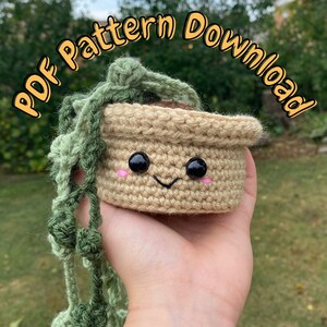Patrón PDF de planta en maceta tejida a crochet con cadena de perlas