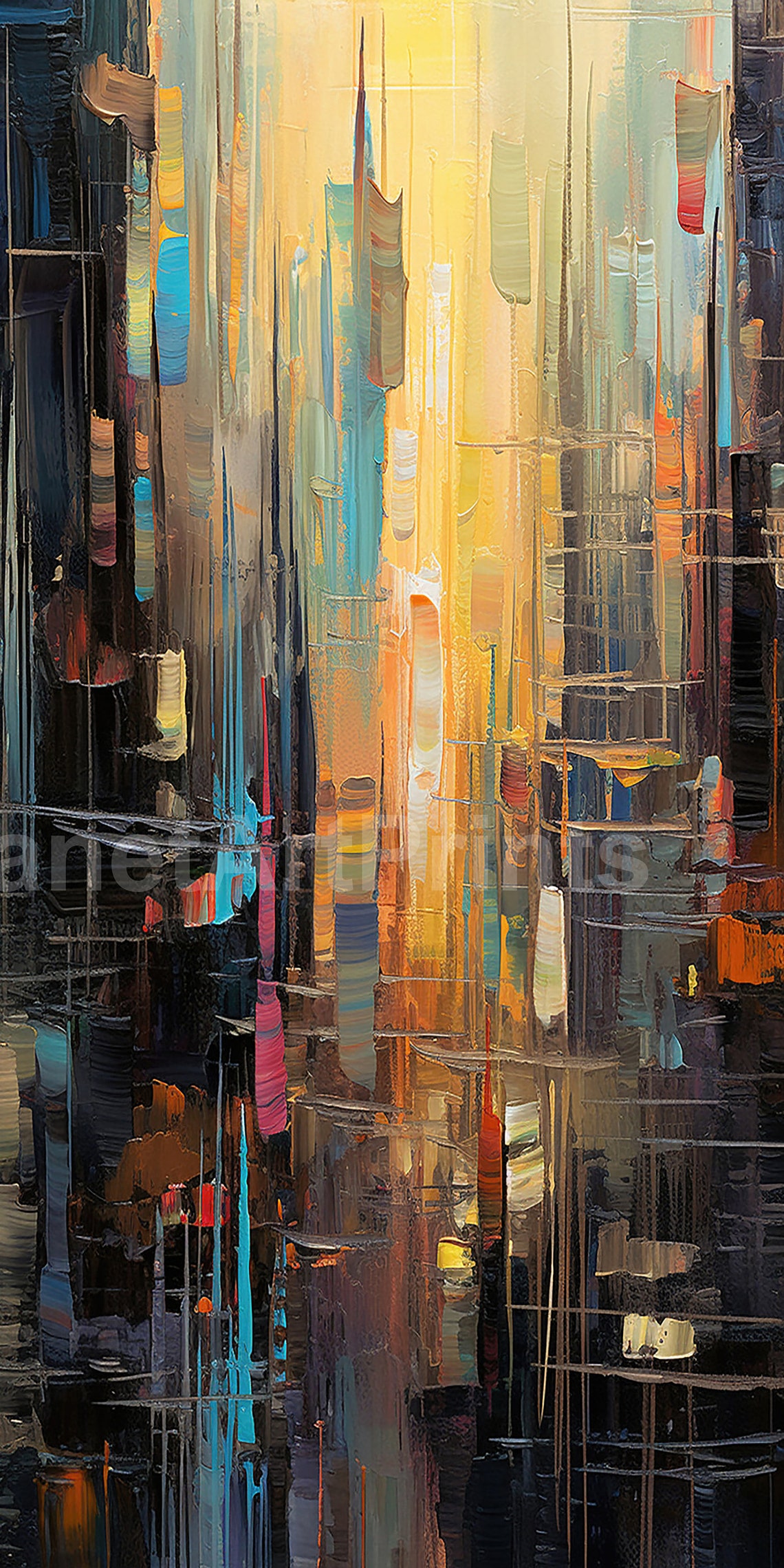 PRINTABLE ART | Abstract Cityscape Oil Painting | Wall Art Decor (set ...