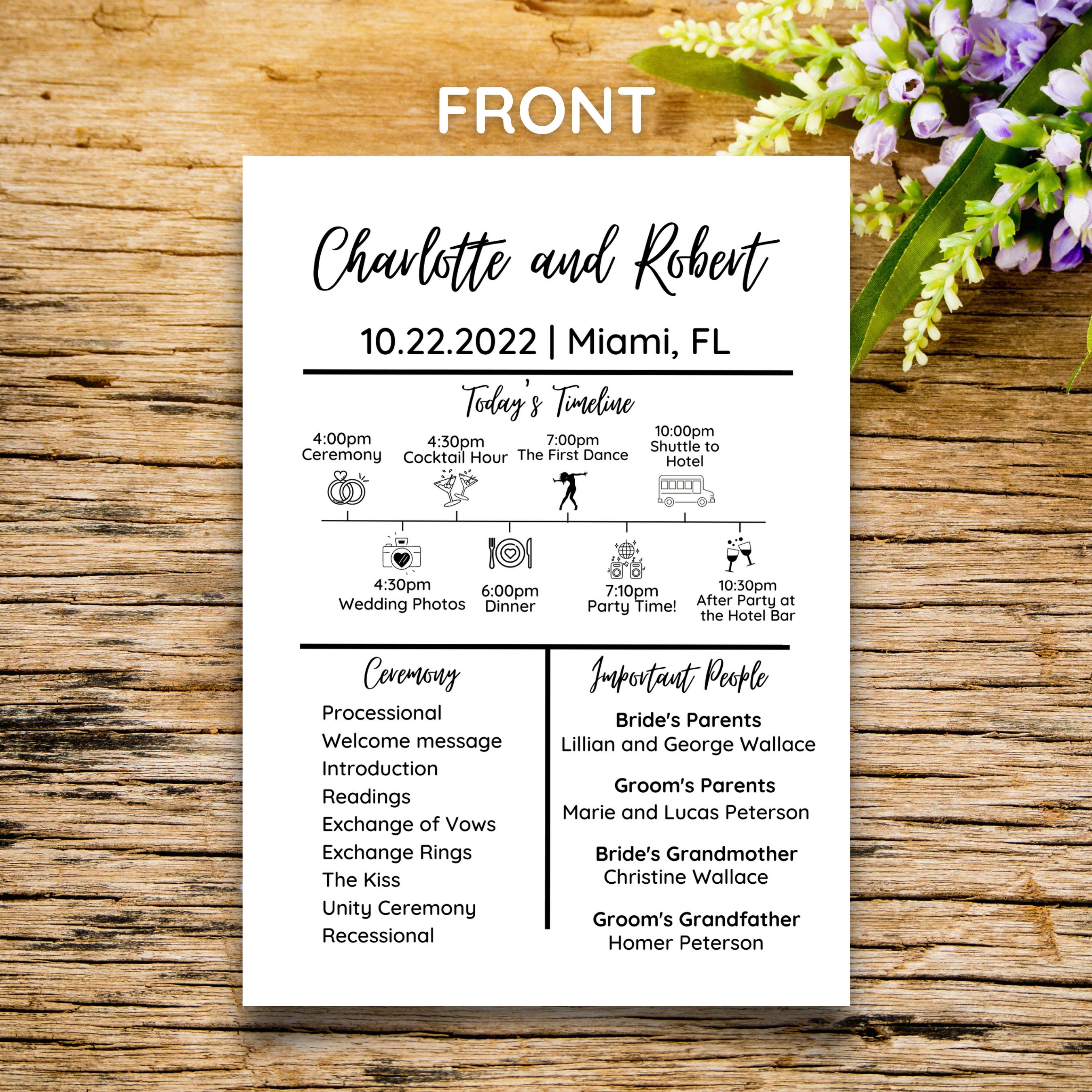 Wedding Program Template Unique Wedding Program Modern - Etsy