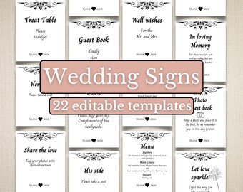 Modern Wedding Sign Printables Bundle Modern Wedding Sign - Etsy